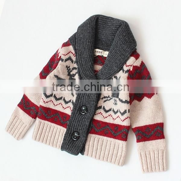 Korean style reindeer patterns baby wool sweater cardigan
