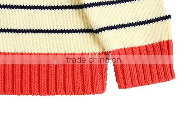 Contrast color trim baby cotton sweater cardigan