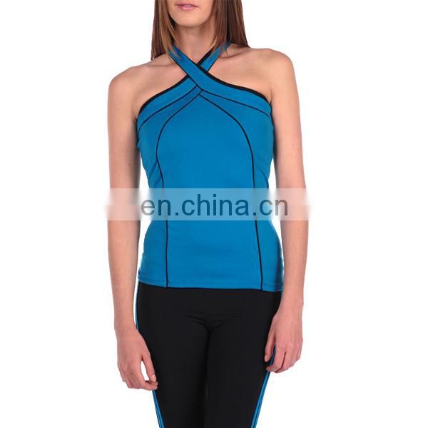blue cross bretelle womens gym singlet 88%nylon 12%spandex sports gym tank top