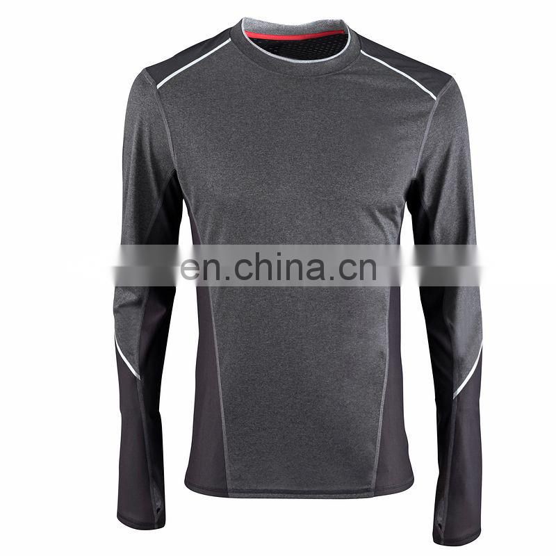 moisture wicking anti-bacterial mens long sleeves running sports t-shirts cooldry polyester spandex trainning t-shirts custom