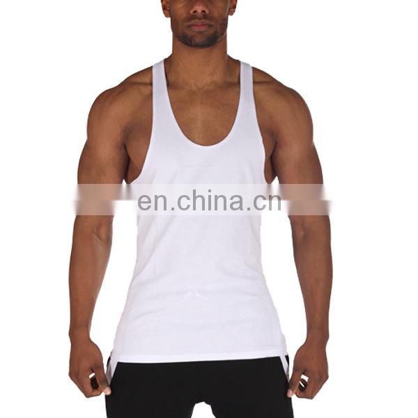 cheap muscle mens body building sports tank tops white custom 100%cotton gym tank tops