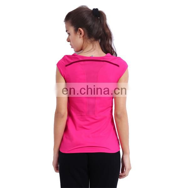 cap short sleeves womens 100%polyester sports running t shirts anti-bacterial gym sports t-shirt wholesale