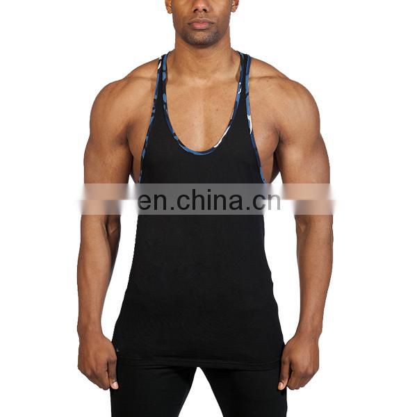 leopard binding sports running singlets mens gym trainning singlets 100%cotton