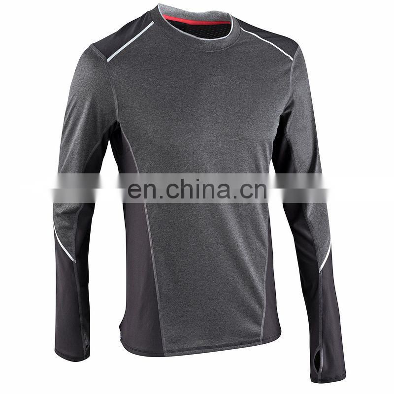 moisture wicking anti-bacterial mens long sleeves running sports t-shirts cooldry polyester spandex trainning t-shirts custom