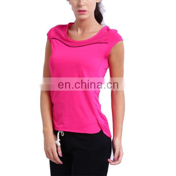 cap short sleeves womens 100%polyester sports running t shirts anti-bacterial gym sports t-shirt wholesale