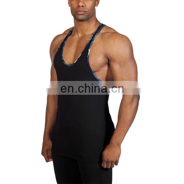 leopard binding sports running singlets mens gym trainning singlets 100%cotton