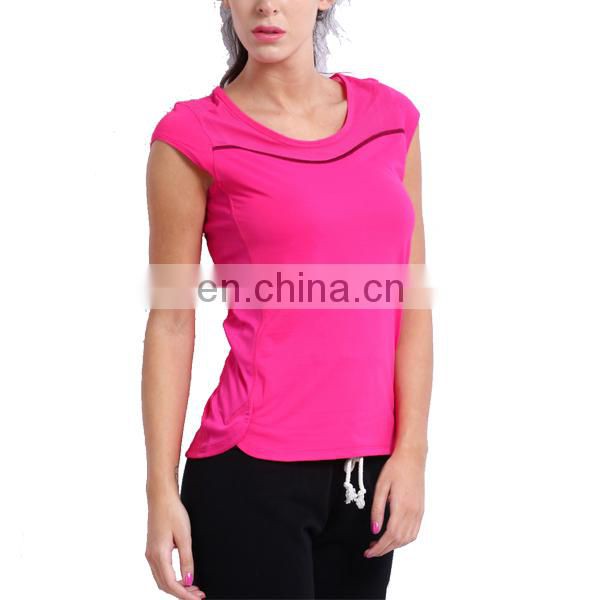 cap short sleeves womens 100%polyester sports running t shirts anti-bacterial gym sports t-shirt wholesale