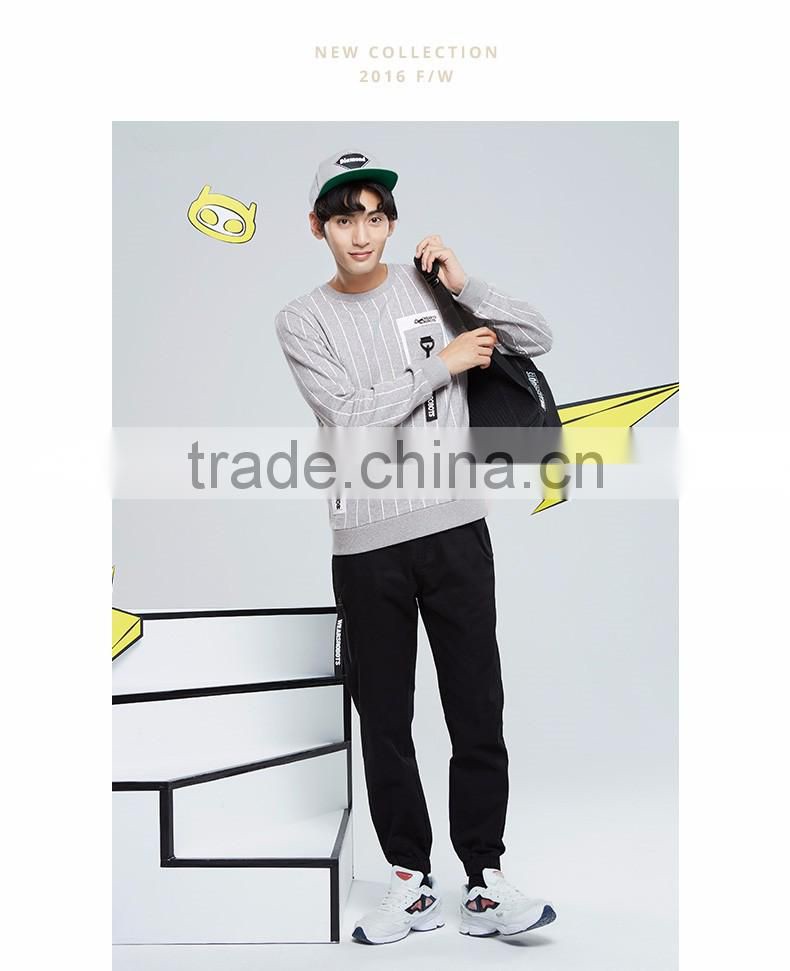 2016 Winter Jackets Crew Neck Striped Printed Sweatshirts,New Thick Fleece Striped Printed Sweatshirts for Men