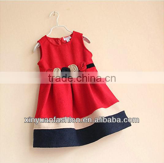 Children princess dress girls vest skirt red dress cloth for New Year