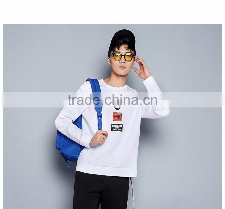 Casual Men's Crewneck Pullover Gray Printed Sweatshirts, Long Sleeve Pullover Printed Sweatshirts for Men