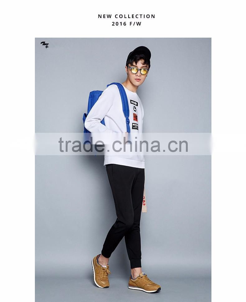 Casual Men's Crewneck Pullover Gray Printed Sweatshirts, Long Sleeve Pullover Printed Sweatshirts for Men