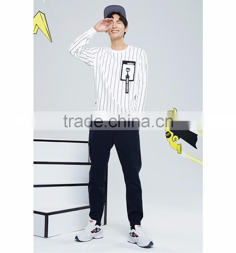 2016 Winter Jackets Crew Neck Striped Printed Sweatshirts,New Thick Fleece Striped Printed Sweatshirts for Men