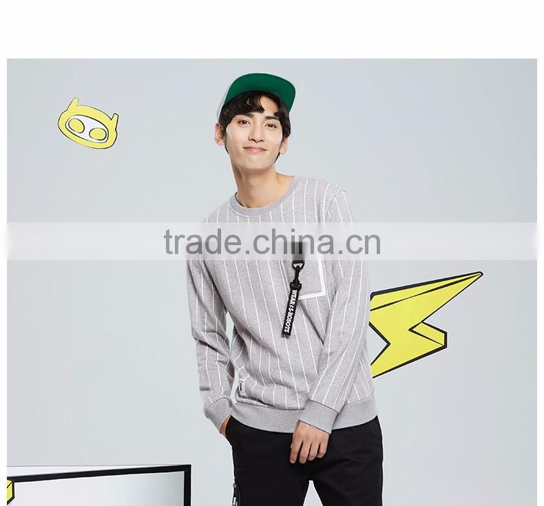 2016 Winter Jackets Crew Neck Striped Printed Sweatshirts,New Thick Fleece Striped Printed Sweatshirts for Men