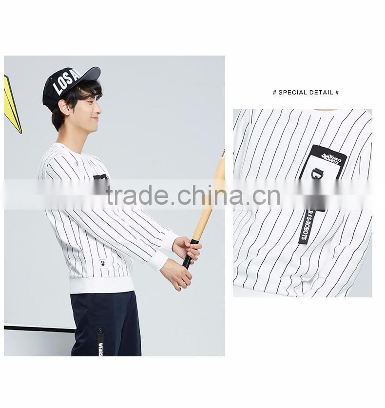 2016 Winter Jackets Crew Neck Striped Printed Sweatshirts,New Thick Fleece Striped Printed Sweatshirts for Men