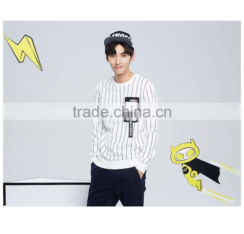 2016 Winter Jackets Crew Neck Striped Printed Sweatshirts,New Thick Fleece Striped Printed Sweatshirts for Men