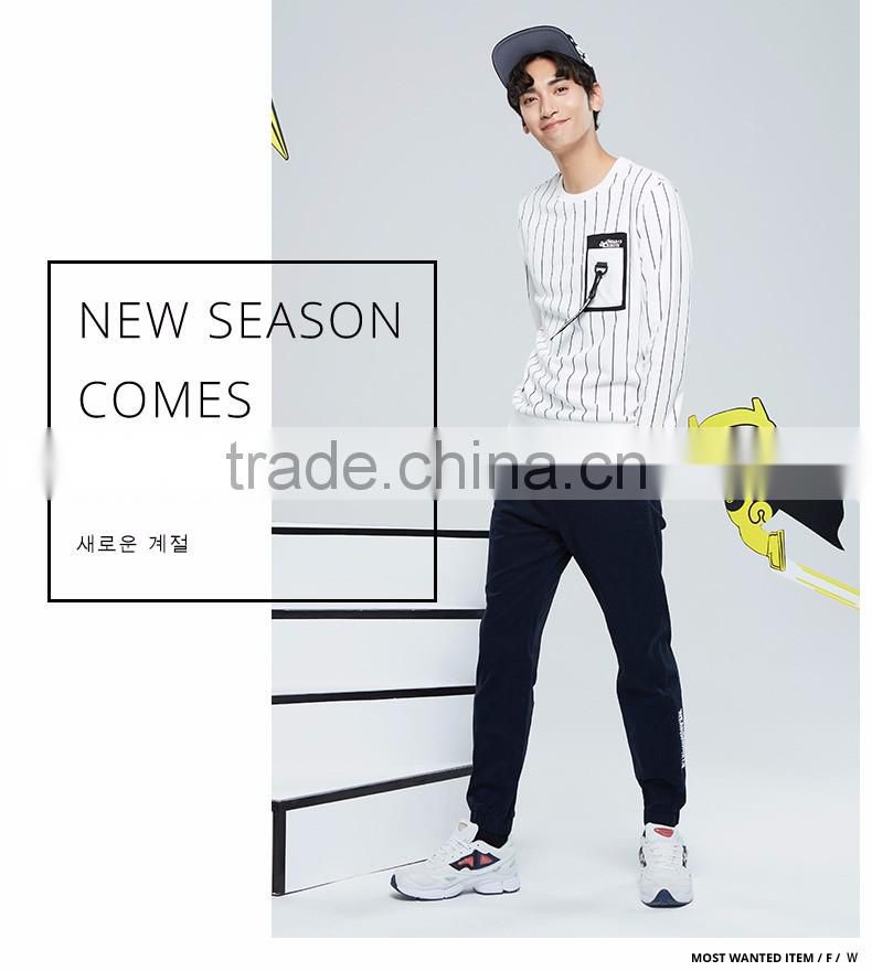 2016 Winter Jackets Crew Neck Striped Printed Sweatshirts,New Thick Fleece Striped Printed Sweatshirts for Men