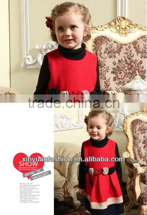 Children princess dress girls vest skirt red dress cloth for New Year