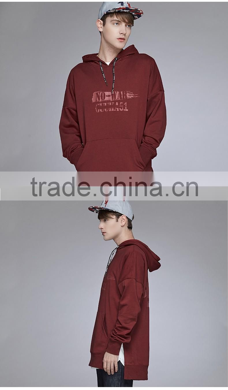 100% cotton drawstring pullover longline french terry sweatshirt hoodies manufacturers