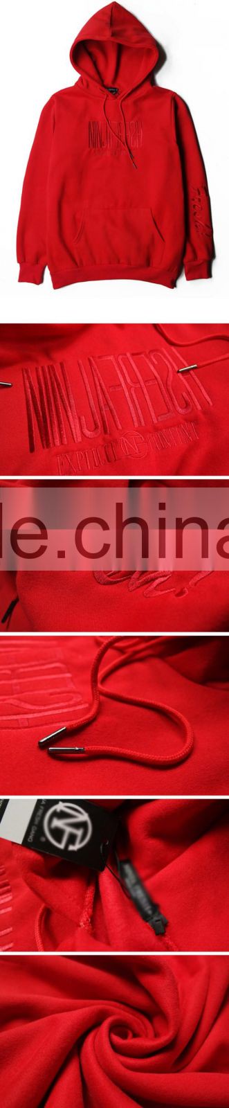 Wholesale custom mens clothing Custom embroidery logo hoodie cotton drawstring plain blank red hoodie mens