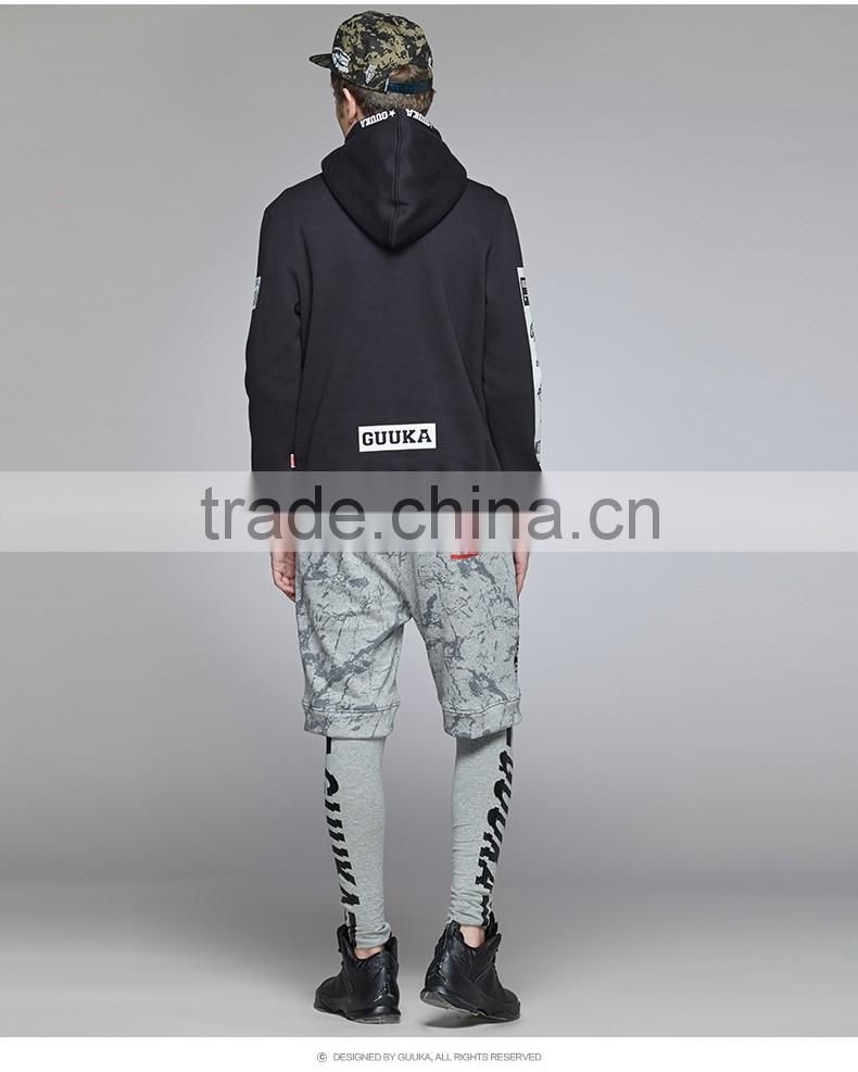 Wholesale Autumn Street Fashion Cotton Mens Gym Hoodie Black Hip Hop Hoodies