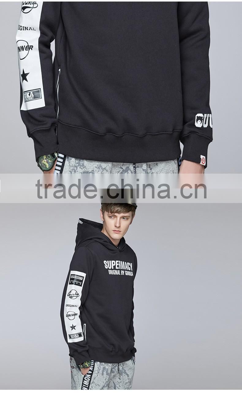 Wholesale Autumn Street Fashion Cotton Mens Gym Hoodie Black Hip Hop Hoodies
