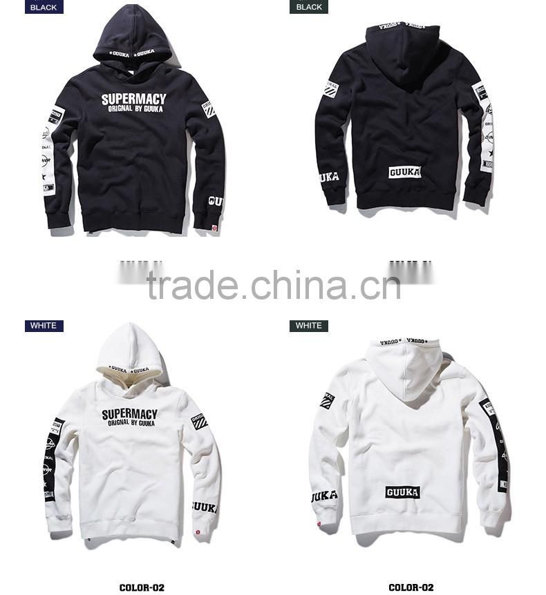 Wholesale Autumn Street Fashion Cotton Mens Gym Hoodie Black Hip Hop Hoodies