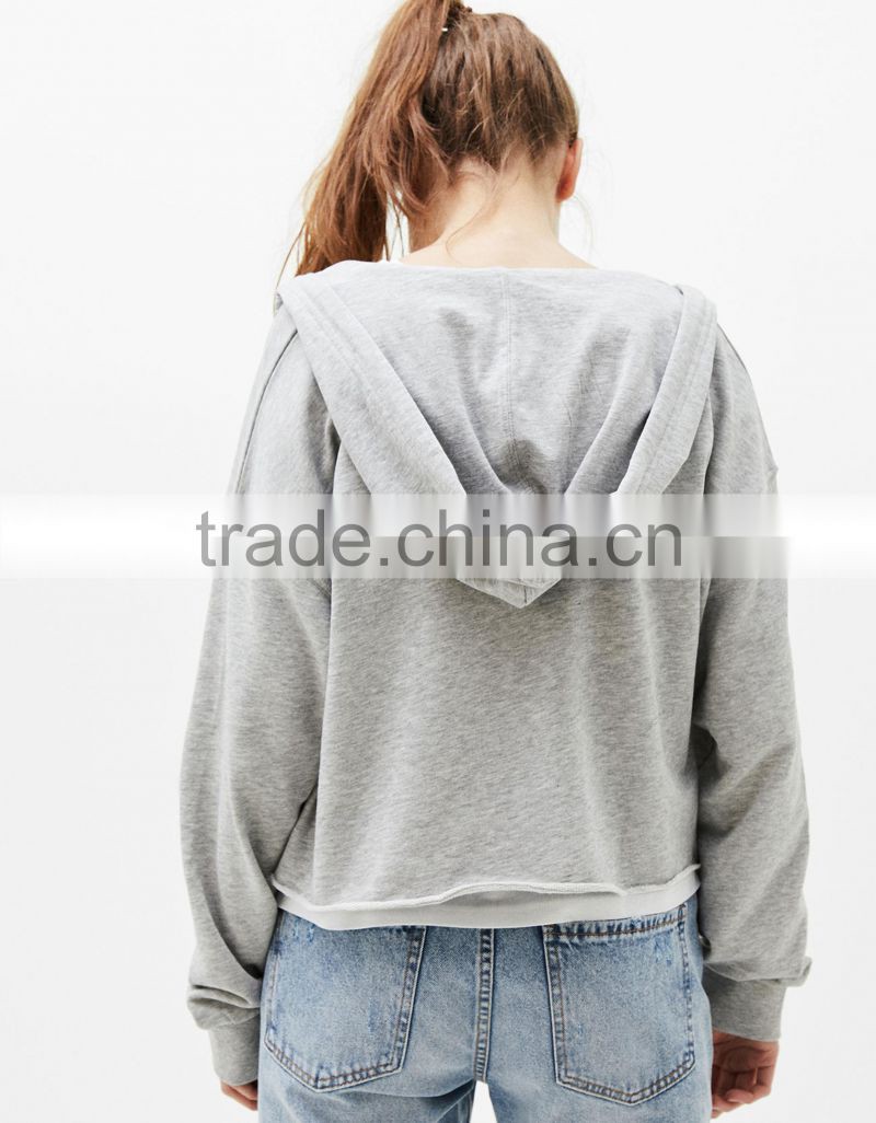 Crop Hoodie Zipper Sweatshirt Cotton Sport Crop Tops Hoodies