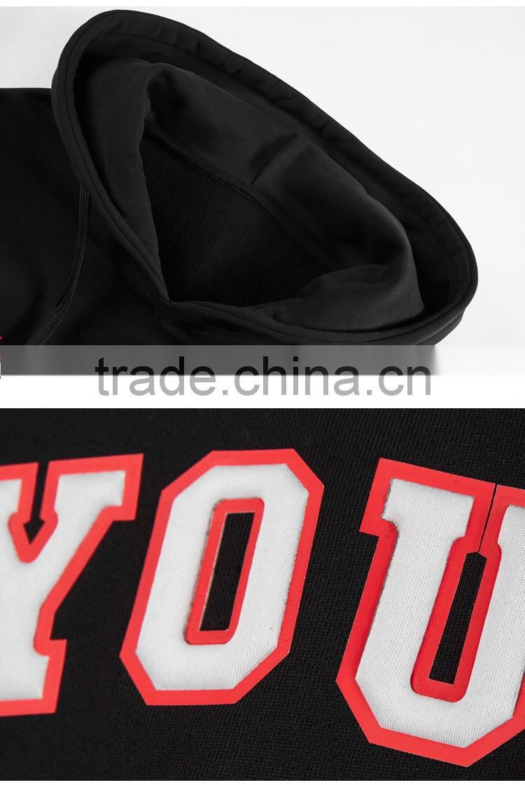 Women's patchwork your own design french terry black crop top hoodie