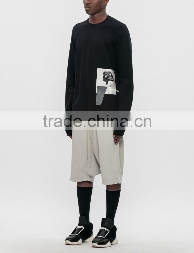 2017 wholesale high quality mens plain pullover spring sweatshirt hoody without hood