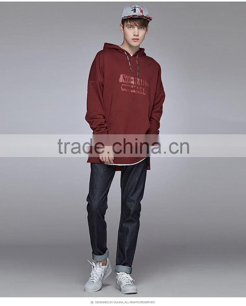 100% cotton drawstring pullover longline french terry sweatshirt hoodies manufacturers