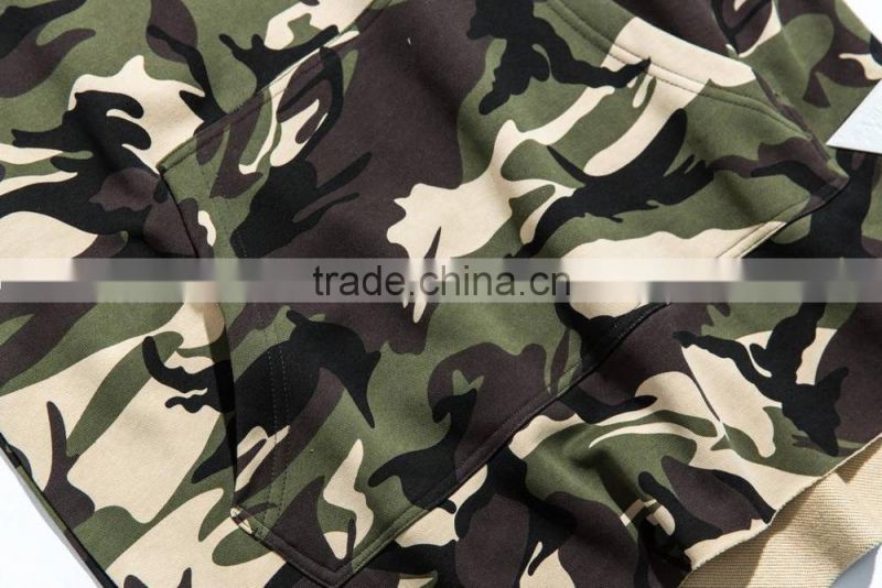 wholesale camo short sleeve hoodie sweatshirt with embroidery design