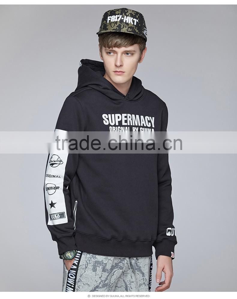Wholesale Autumn Street Fashion Cotton Mens Gym Hoodie Black Hip Hop Hoodies