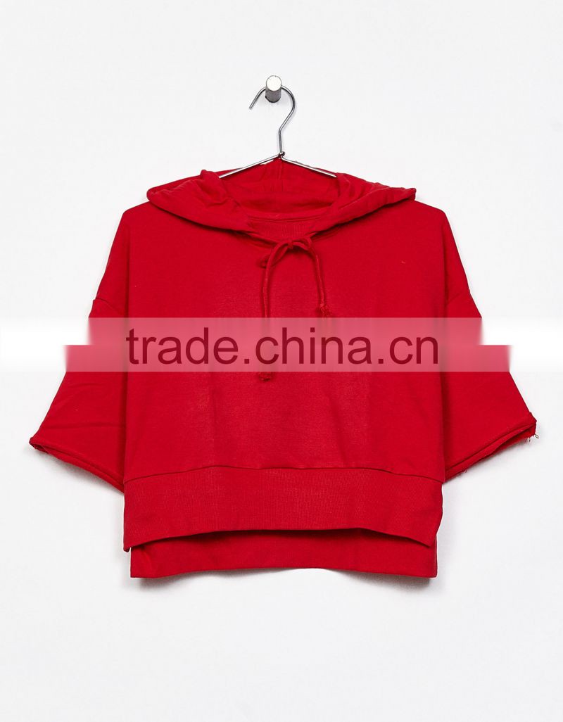 Wholesale 100% Cotton Hoodies Plain Blank Crop Top French Terry Hoodies Women