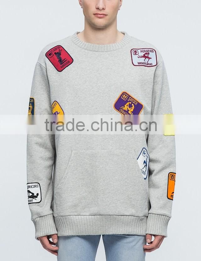 2017 custom new design cotton crewneck grey sweatshirt