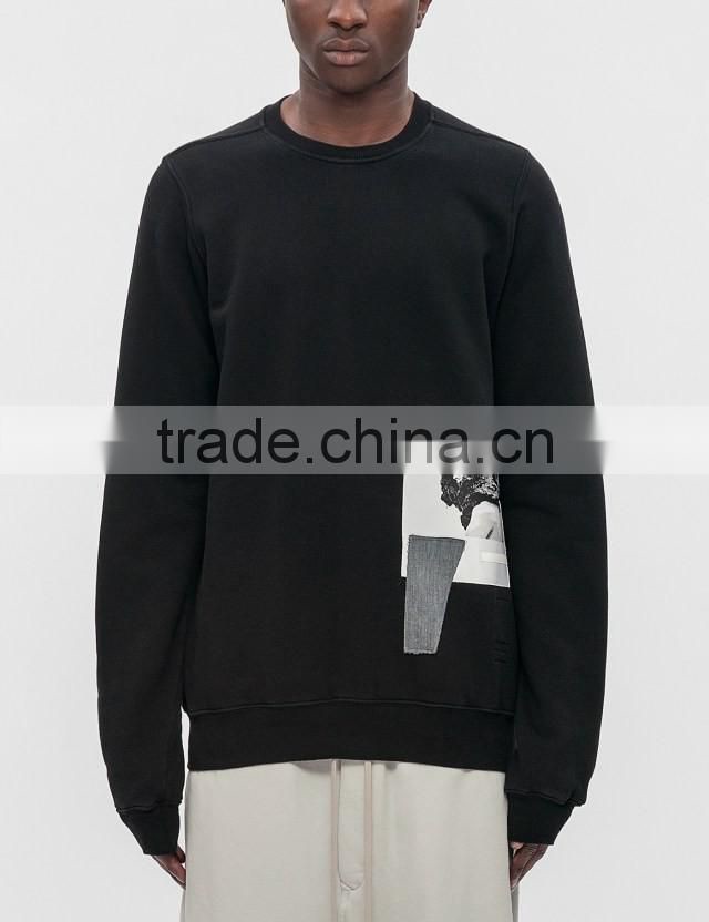 2017 wholesale high quality mens plain pullover spring sweatshirt hoody without hood