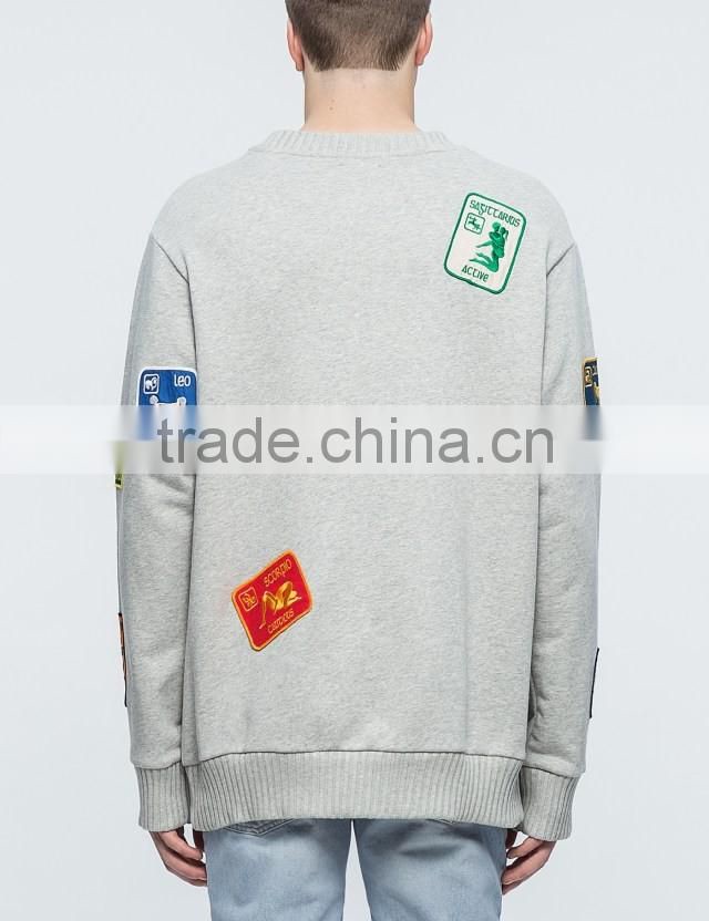 2017 custom new design cotton crewneck grey sweatshirt