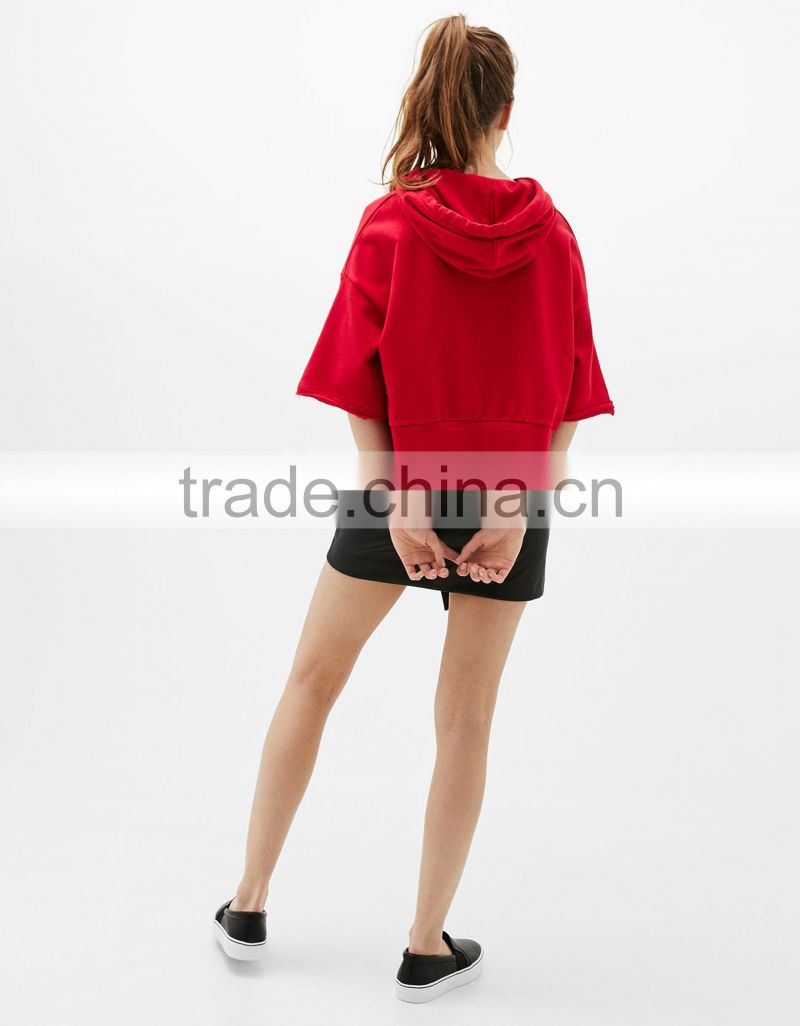 Wholesale 100% Cotton Hoodies Plain Blank Crop Top French Terry Hoodies Women