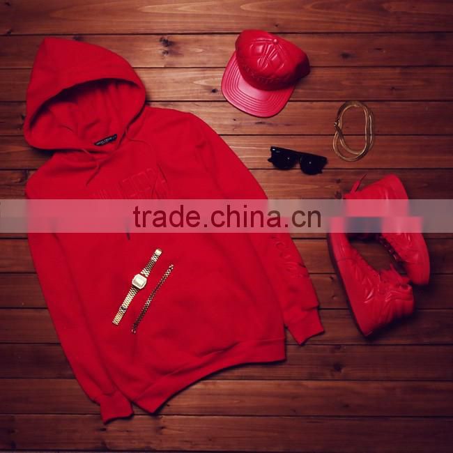 Wholesale custom mens clothing Custom embroidery logo hoodie cotton drawstring plain blank red hoodie mens