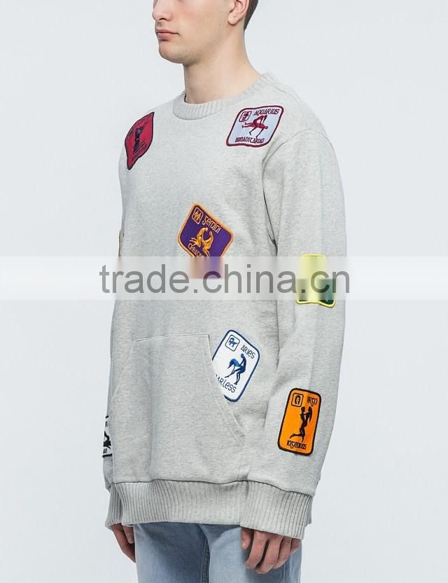 2017 custom new design cotton crewneck grey sweatshirt