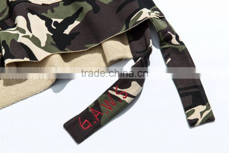 wholesale camo short sleeve hoodie sweatshirt with embroidery design