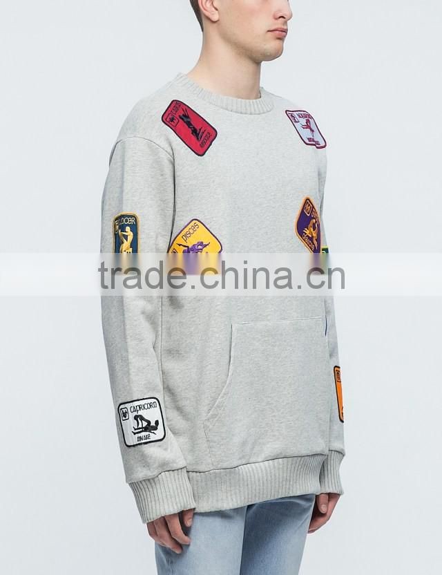2017 custom new design cotton crewneck grey sweatshirt