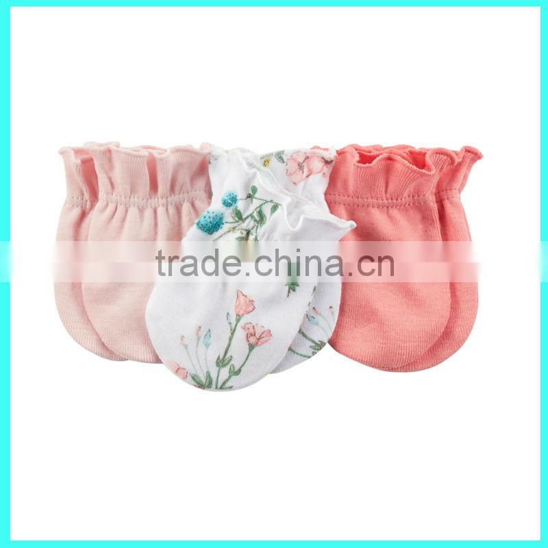 Soft cotton new born baby mittens