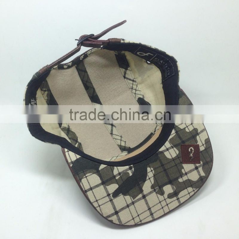 2016Custom Fashion 5 Panel Funny Plain Cowhide Snapback Cap