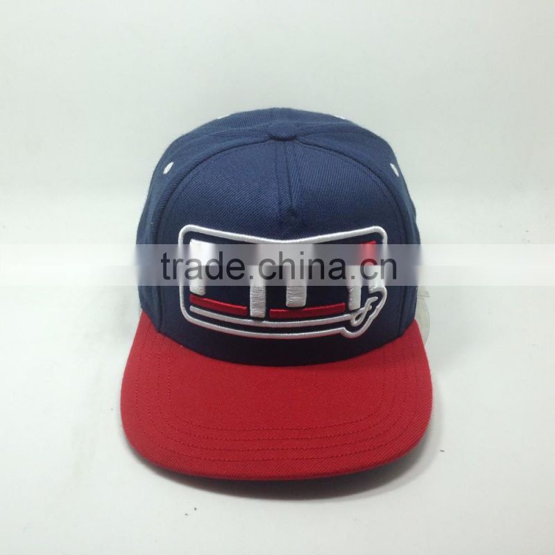 3D embroidery logo 5 panel flat hat and cap snapback