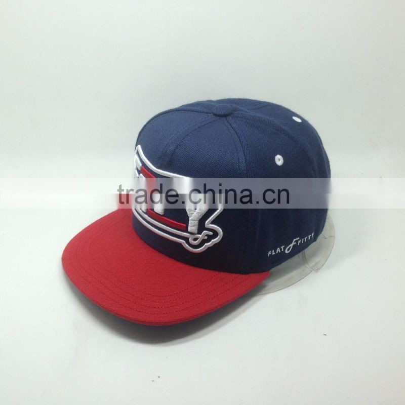 3D embroidery logo 5 panel flat hat and cap snapback
