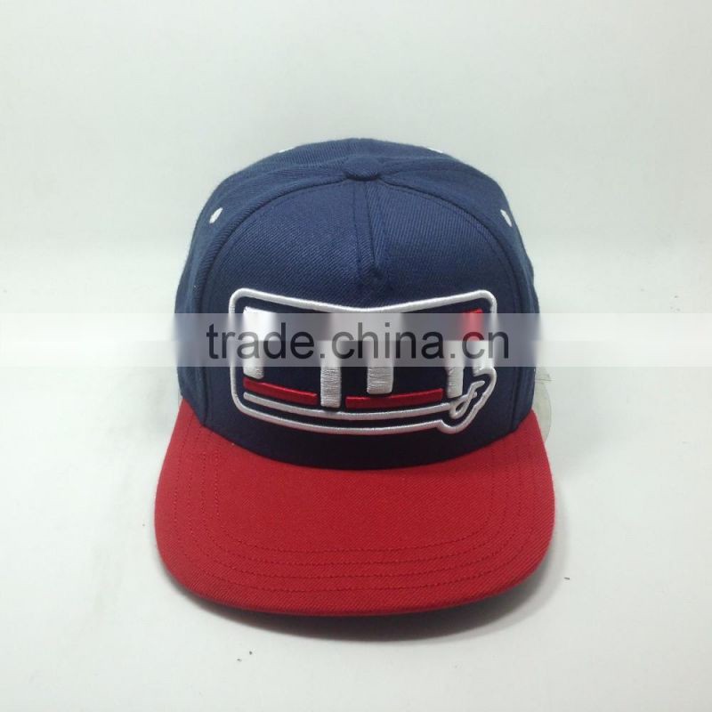 3D embroidery logo 5 panel flat hat and cap snapback