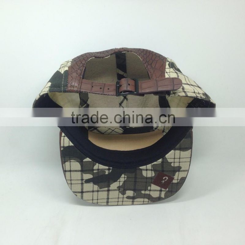 2016Custom Fashion 5 Panel Funny Plain Cowhide Snapback Cap