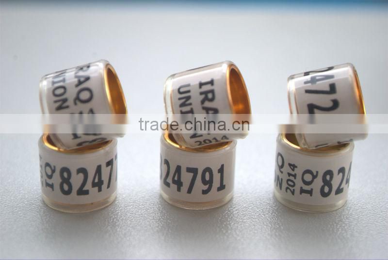 Gold Aluinium Coated Transparent Plastic 10mm Pigeon bands legs