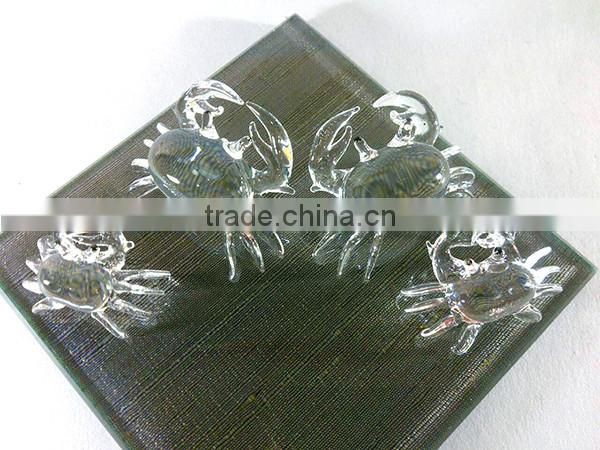 Crystal Crab Family Handmade Clear Blown Art Glass Figurines Miniature Home Decor / Animal Collection