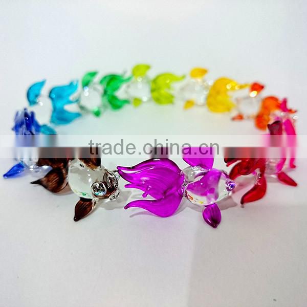 Tiny Goldfish Hand Painting Colorful Multicolor Blown Glass Art Figurines Home Decor / Fish Collection